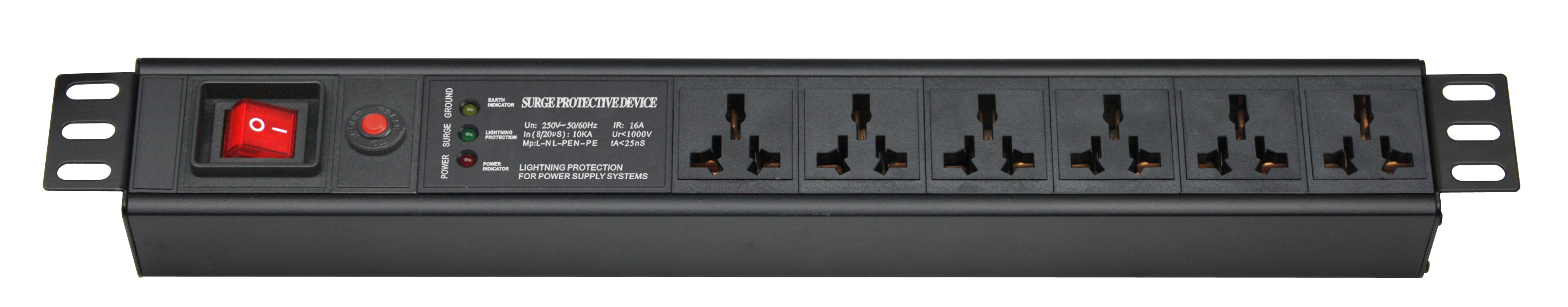 PDU电源机柜电源插座10A通用插座带指示灯开关插排